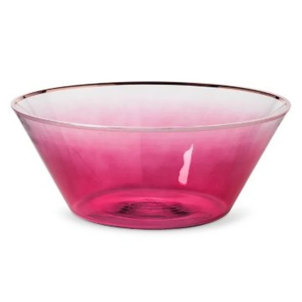 NWT OH JOY! Pink Ombré Glass Serving Bowl